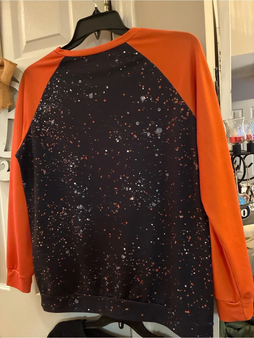 Womens Orange Fall Graphic Long-Sleeve Top - 
